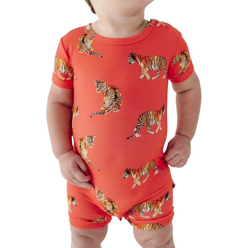 Bums & Roses Go Get 'Em Tiger Shortie Romper, Multicolor